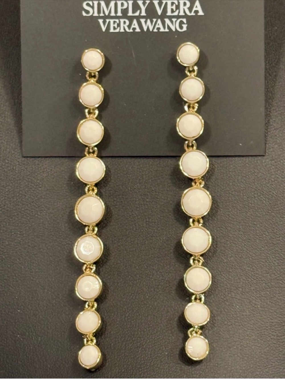 White and Gold Dangle Earrings